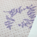 Polyester Embroidery Lace Mesh Fabric With Purple Sequin